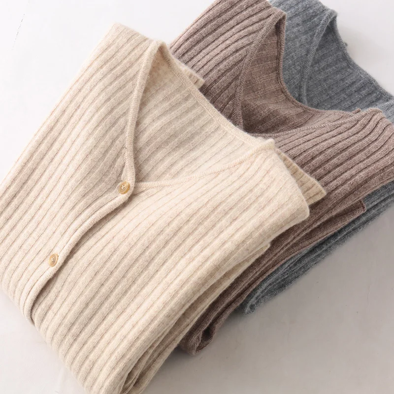 

Cashmere sweater women's V-neck knitted jacket solid color slim-fit jacket long-sleeved sweater Korean version new women 2020