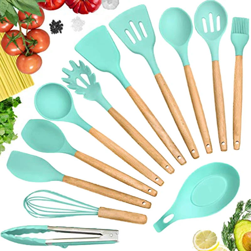Силиконовая кухонная утварь с деревянной ручкой 1 шт. набор кухонных