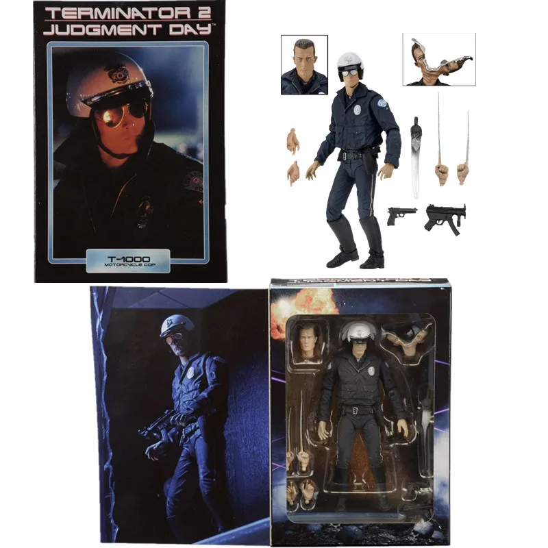 

18cm Motorcycle Cop Terminator T-1000 figure Judgment Day NECA Arnold Schwarzenegger Action Figure Model Toy Gift