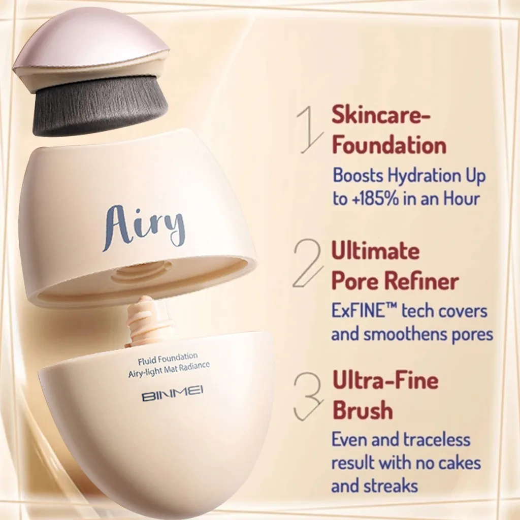 

Natural 2-in-1 Foundation Set Waterproof Face Long Lasting Air brush Liquid Foundation Oil Control Make Up Concealer 38ml