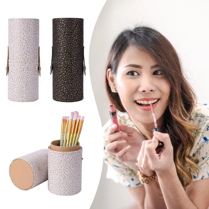 Элегантный PU кожаный держатель щеток для макияжа портативная путешествий