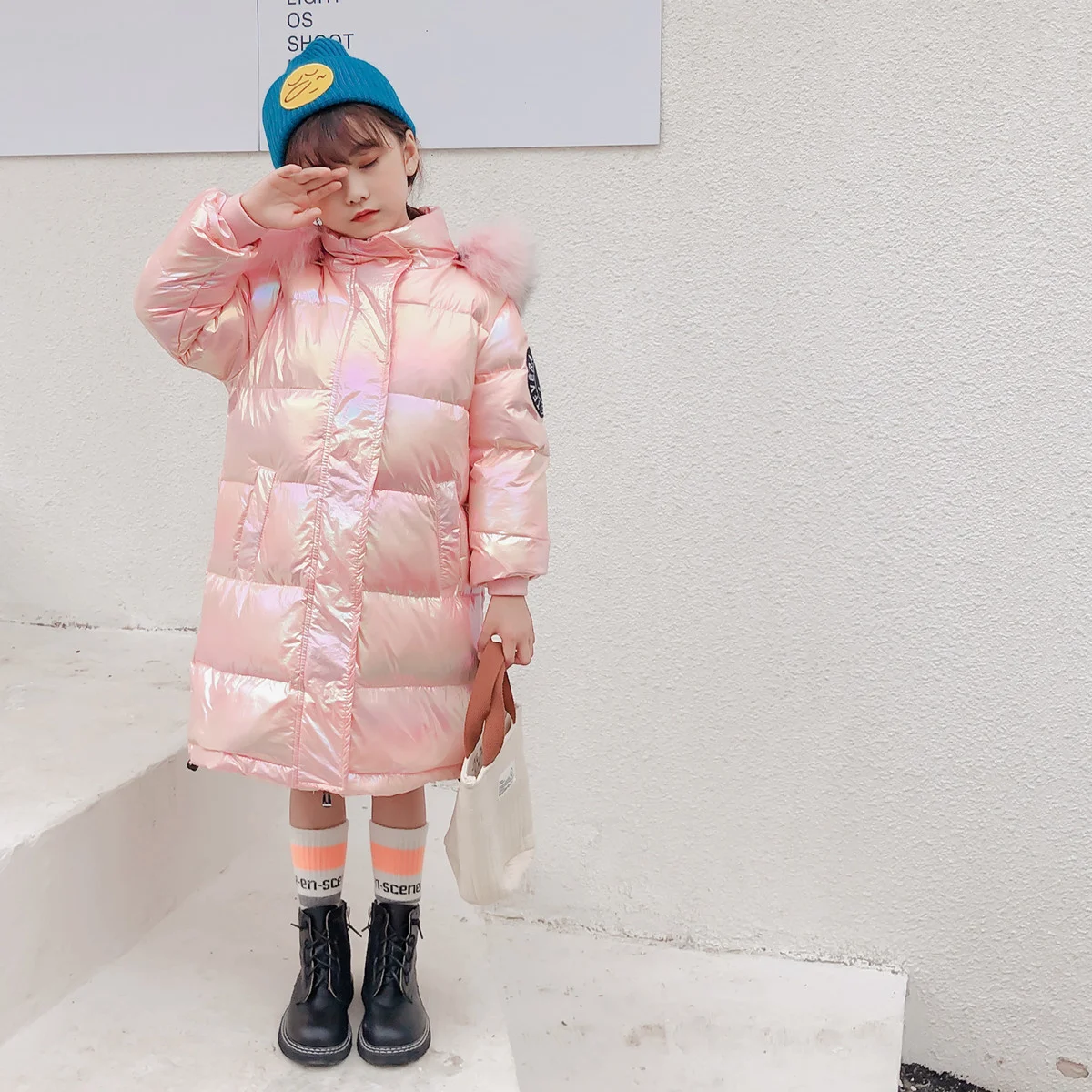 

New Russia winter clothing waterproof boy hooded warm Down jacket for girl clothes Teenager parka real fur children outwear coat