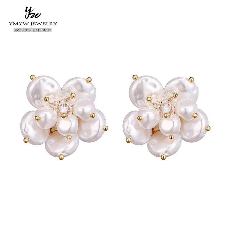 YMYW сладкий жемчуг цветок серьги гвоздики Мода Тренд барокко имитация растений