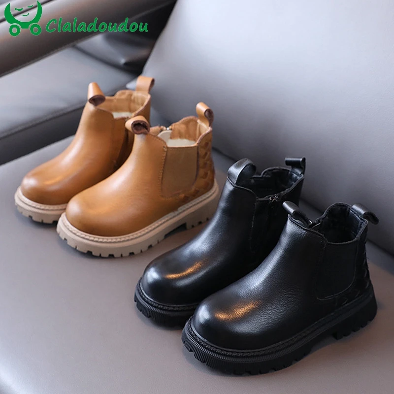 Брендовые Детские модные ботинки для девочек и мальчиков на осень однотонные