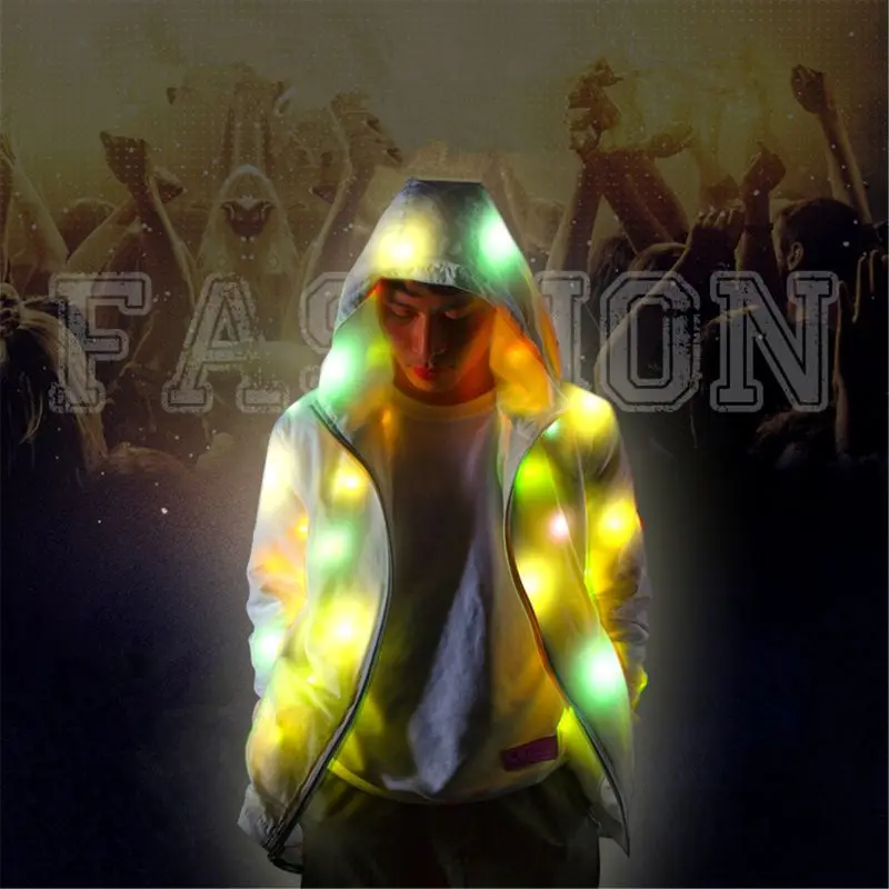 

Светодиодная куртка, светящаяся верхняя одежда, сценический костюм, полный фокус, ночные беговые мотоциклы, велосипедная одежда, бар, паб