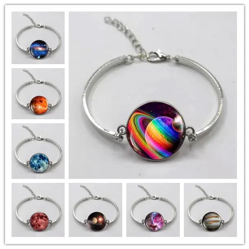 Новый очаровательный браслет туманности Galaxy космическое стекло наклон подвеска