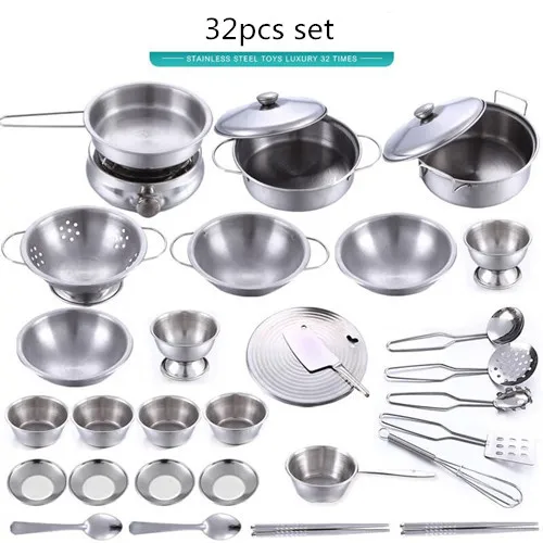 32pcs set 3-40 штук забавная мини кухня кухонная утварь котелок кастрюля набор для детей ролевые поварские игры игрушка Моделирование кухня игрушечная кухонная утварь Новогодний подарок - Цвет: 32pcs set