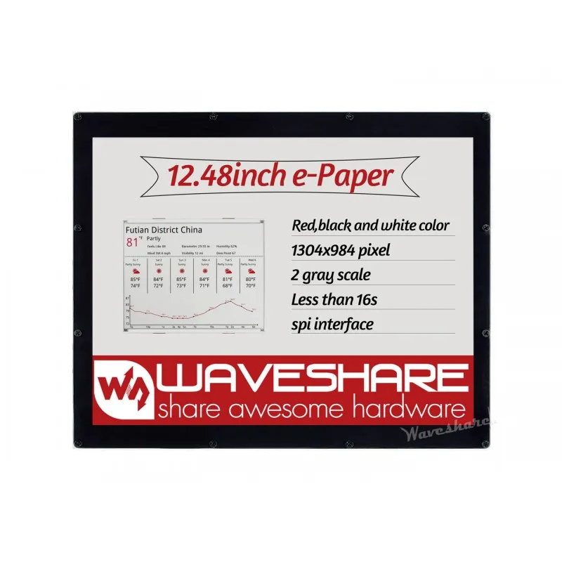 3 5 дюймовый модуль E Ink с разрешением 12 48 × 1304 интерфейс SPI Красного/черного/белого цвета для Raspberry