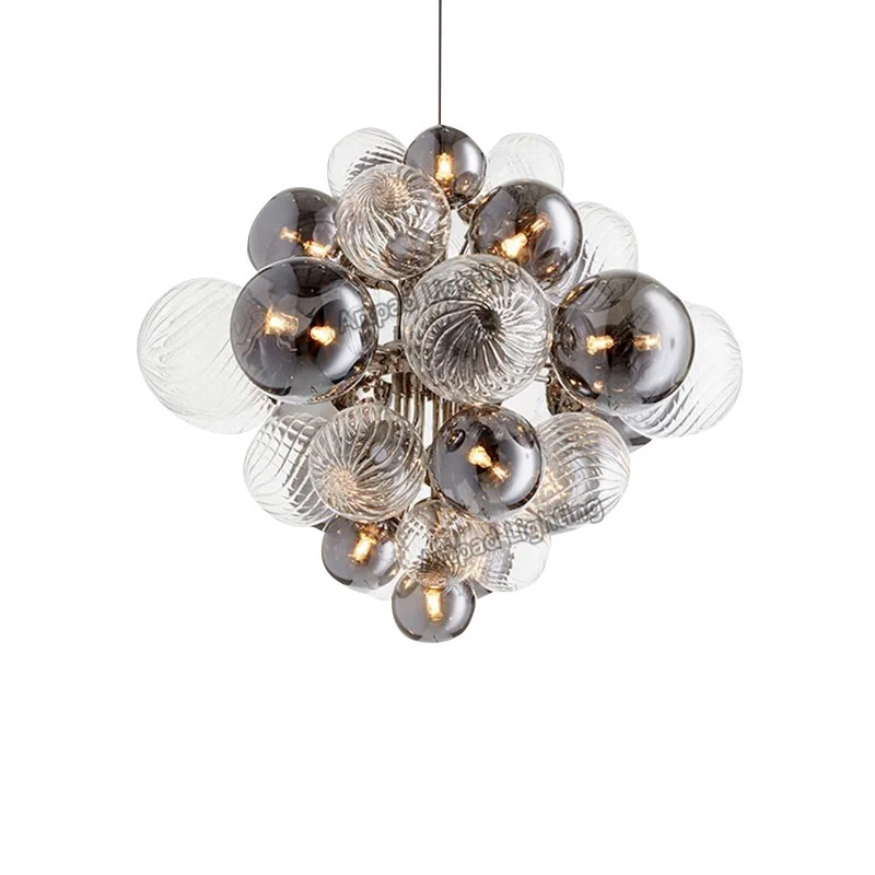 

Modern Creative Living/Dining room Pendant Light Smoke grey/Clear Glass Bubbles Lampshade LED Chandelier Warm/White Lighting