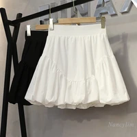 irregular pleated skirt woman 2021 summer new korean style high waist slimming a line bubble skirts girls students jupes