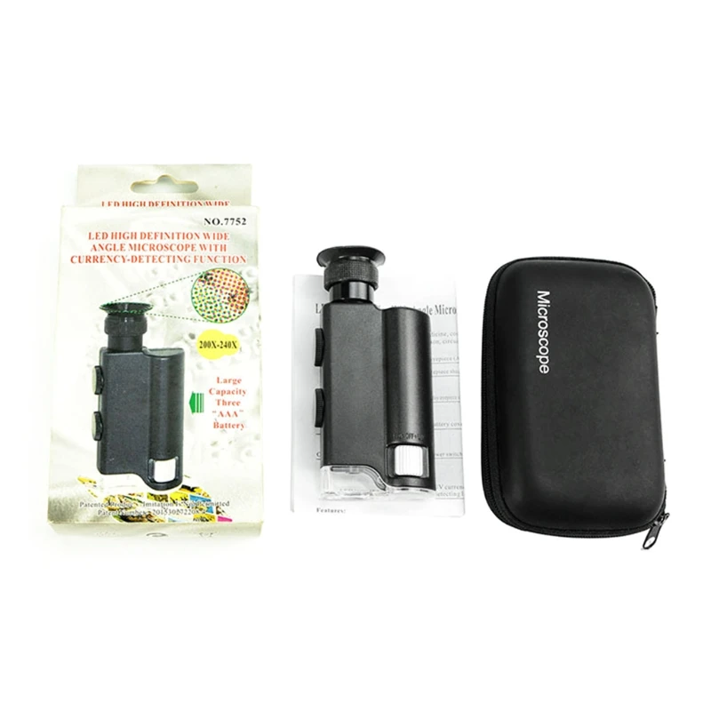 

Microscope 200X~240X Handheld LED Lamp Light UV Light Loupe Portable Microscope Pocket Magnifier Magnifying Glass Pocket
