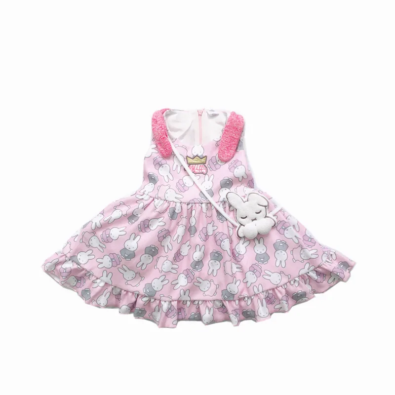 Одежда для маленьких девочек Милое летнее платье с кроликом Вечерние платья