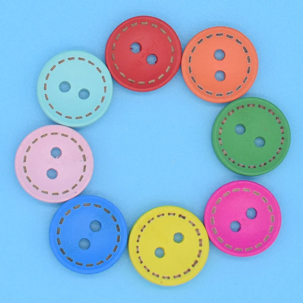 

50Pcs Round Wood Buttons 8 optional colors For Handwork Sewing Scrapbook DIY Craft Gift Home decoration Accessories