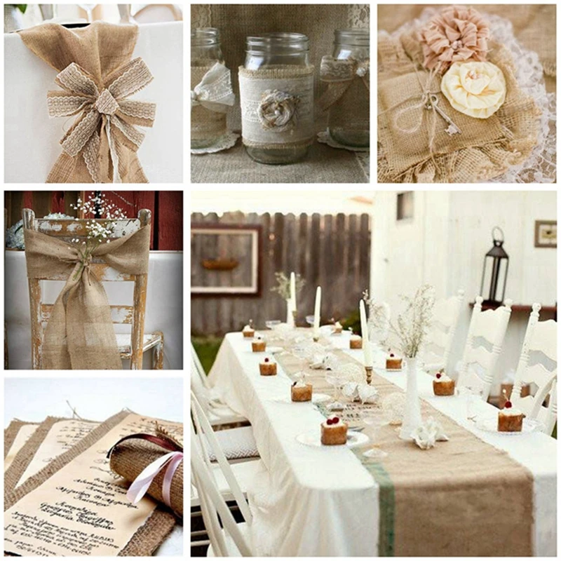 2M/Roll Natural Jute Burlap Hessian Ribbon Wedding Party New Year Home Decorations DIY Scrapbooking Crafts Gift Wrapping Tape | Дом и сад
