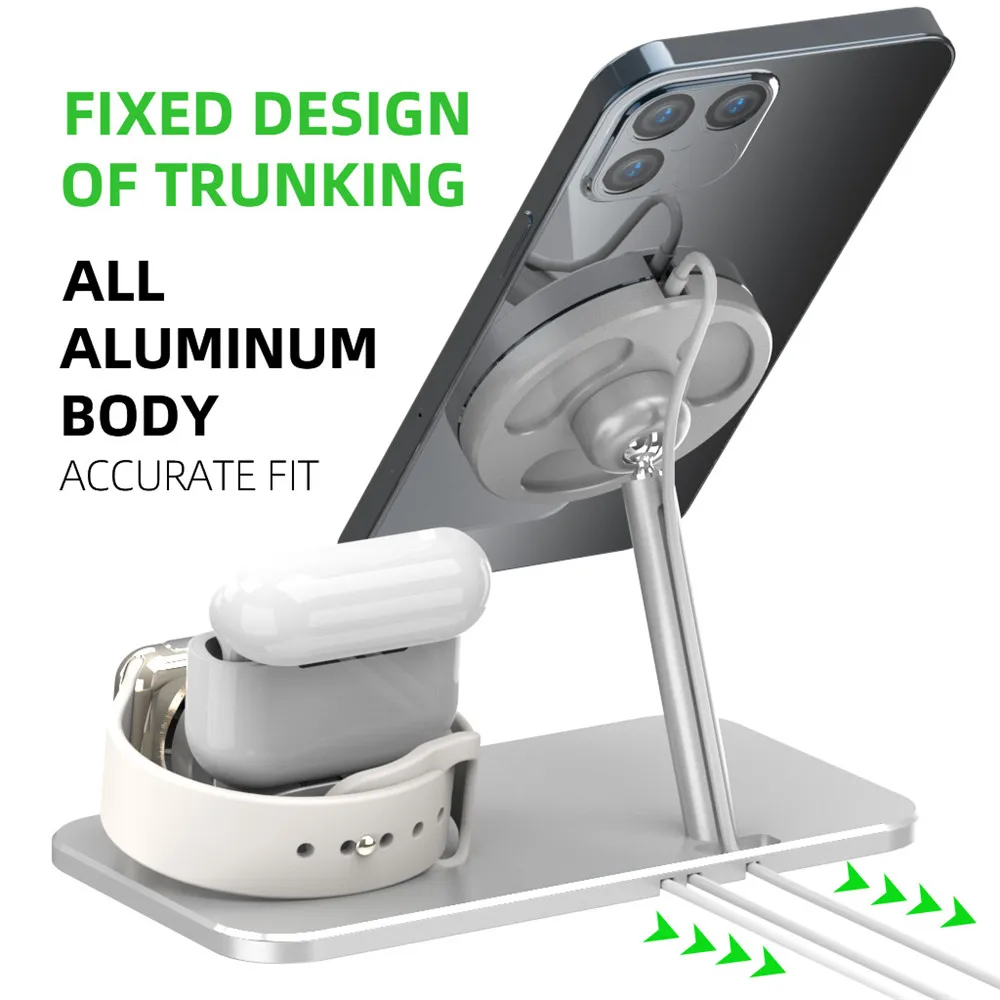 GTWIN Wireless Charge Stand Mobile Phone Fast Charging For iPhone 12 Pro Max  Airpods Pro iWatch Wireless Charge Station Holder