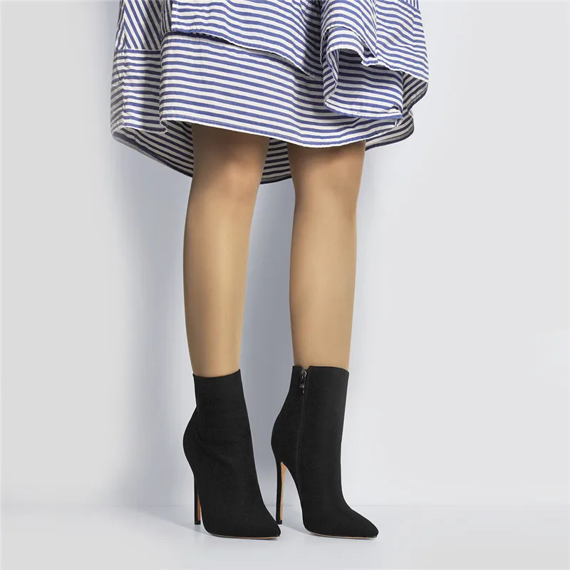 Onlymaker Women's Shoes Pointed Toe 10CM Thin High Heel Ankel Booties Side Zipper Red Blue Big Size Female Handmade Boots