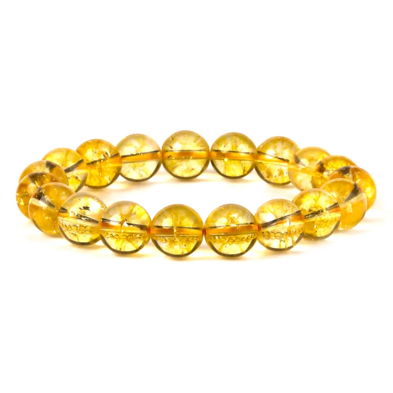 

Natural 6/8/10 mm yellow crystal bracelet for men and women fashion energy Charm Bracelet Jewelry Gift