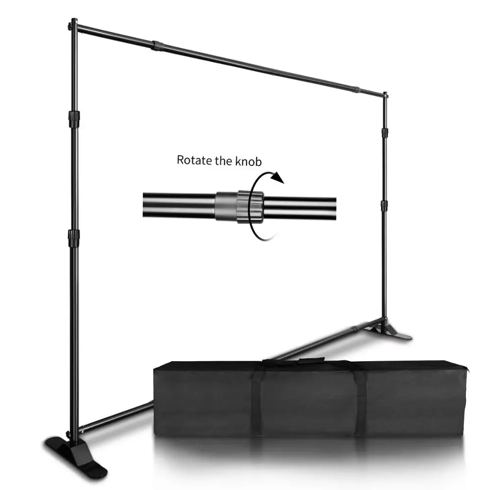 Telescopic Tube Background Support Pole Stand Heavy Duty Base for Photography Backdrop Show Display 2.7*3.4M Adjustable Frame