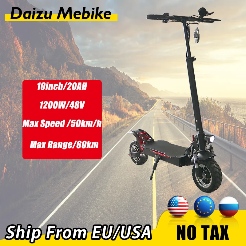 

No Tax 1200W Powerful Electric Scooters Max Speed 50km/h Kick Scooter 48v 20ah Electric Step Long Range 55km 10 inch Tires