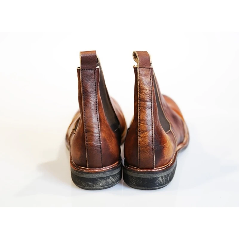 Мужские ботинки челси в стиле ретро из натуральной кожи с круглым носком зимняя