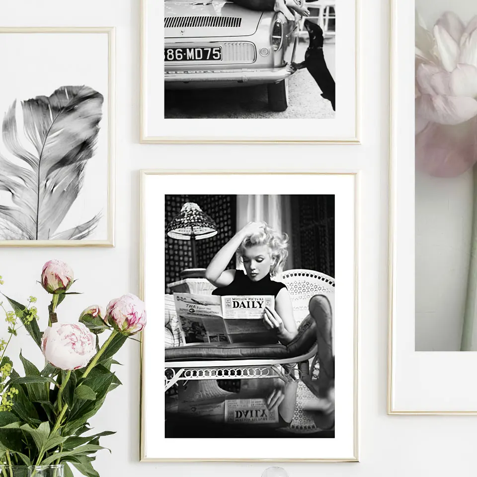 Известный плакат фотография Кино звезда холст живопись черный белый настенные