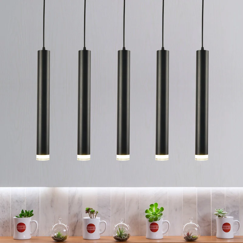 

15W led Pendant Lamp Long Tube lamp Kitchen Dining Room Shop Bar Decoration Cylinder Pipe Pendant Light Kitchen Lamp ZDD0008