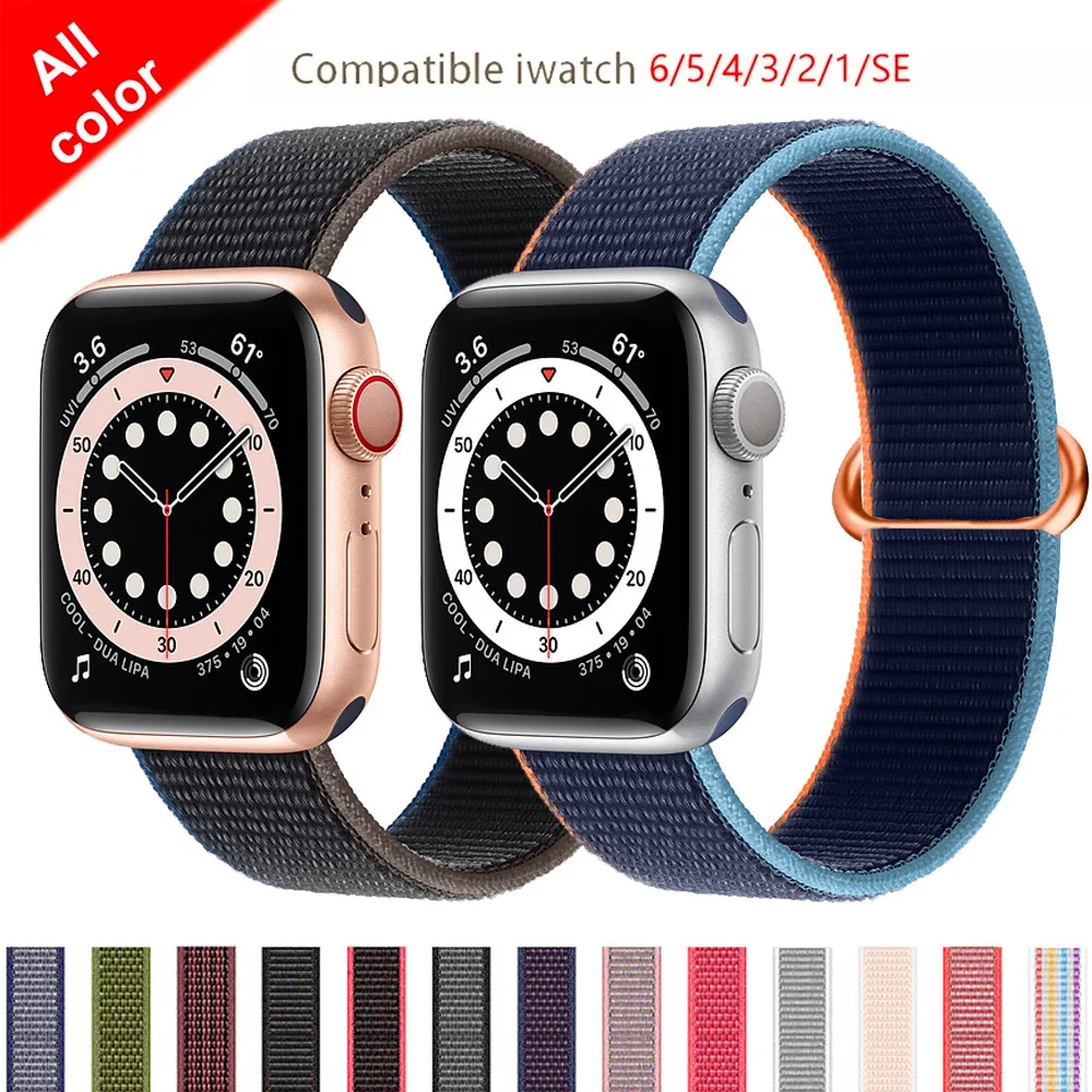 

Nylon loop for apple watch band 42 mm 44mm 40mm 38mm Wristband Belt watchband for iwatch Series 3 4 5 6 SE bracelet solo strap
