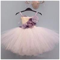 ivory vintage lace tulle tutu dress princess flower kids dresses for girls knee length sleeveless toddler girl christmas clothes