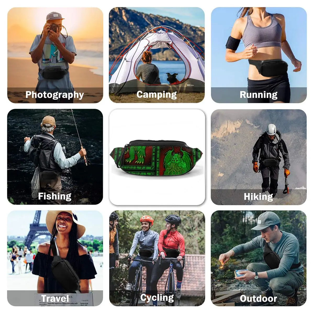 

Cthulhu Waist Bag Climbing Female Waist Pack Polyester Print Bag