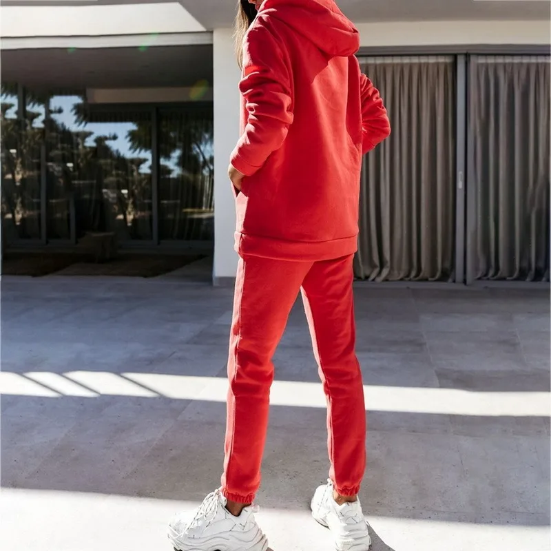 

HEFLASHOR Hoodies Set Womens Basic Cotton Sweatshirts Sets Early Spring Hoodies+ Elastic Waist Pants Casual Suits Street Wear