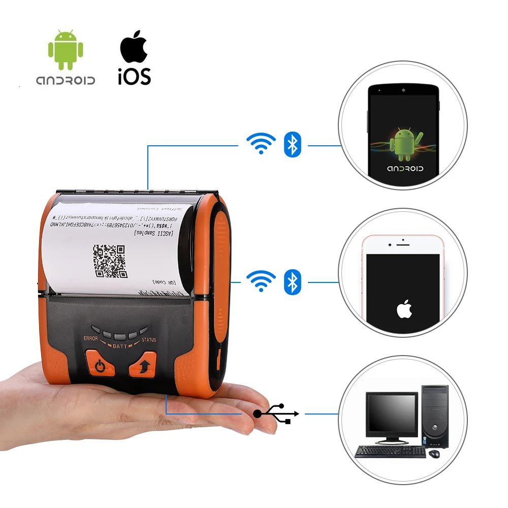 IssyzonePOS USB Bluetooth термопринтер 80 мм мобильный мини съемный аккумулятор портативный принтер поддержка PDF веб-Чековая печать