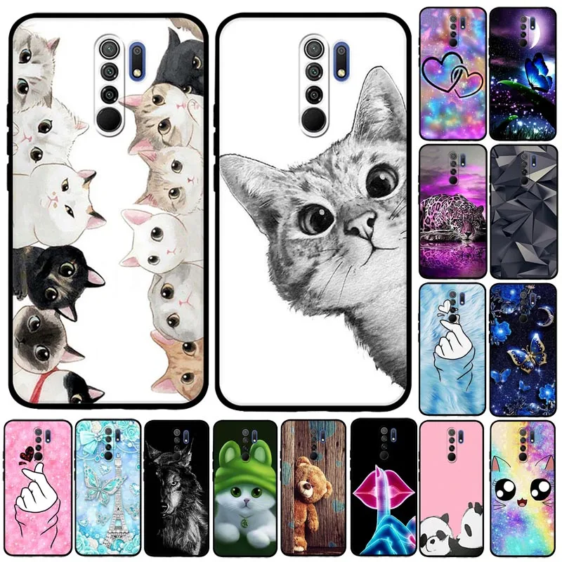 

Cover For Xiaomi Redmi 9 Case Cat Flower Animal Cover Silicone Case For Redmi 9 redmi9 Cover Bumper Shockproof Phone Case Coque