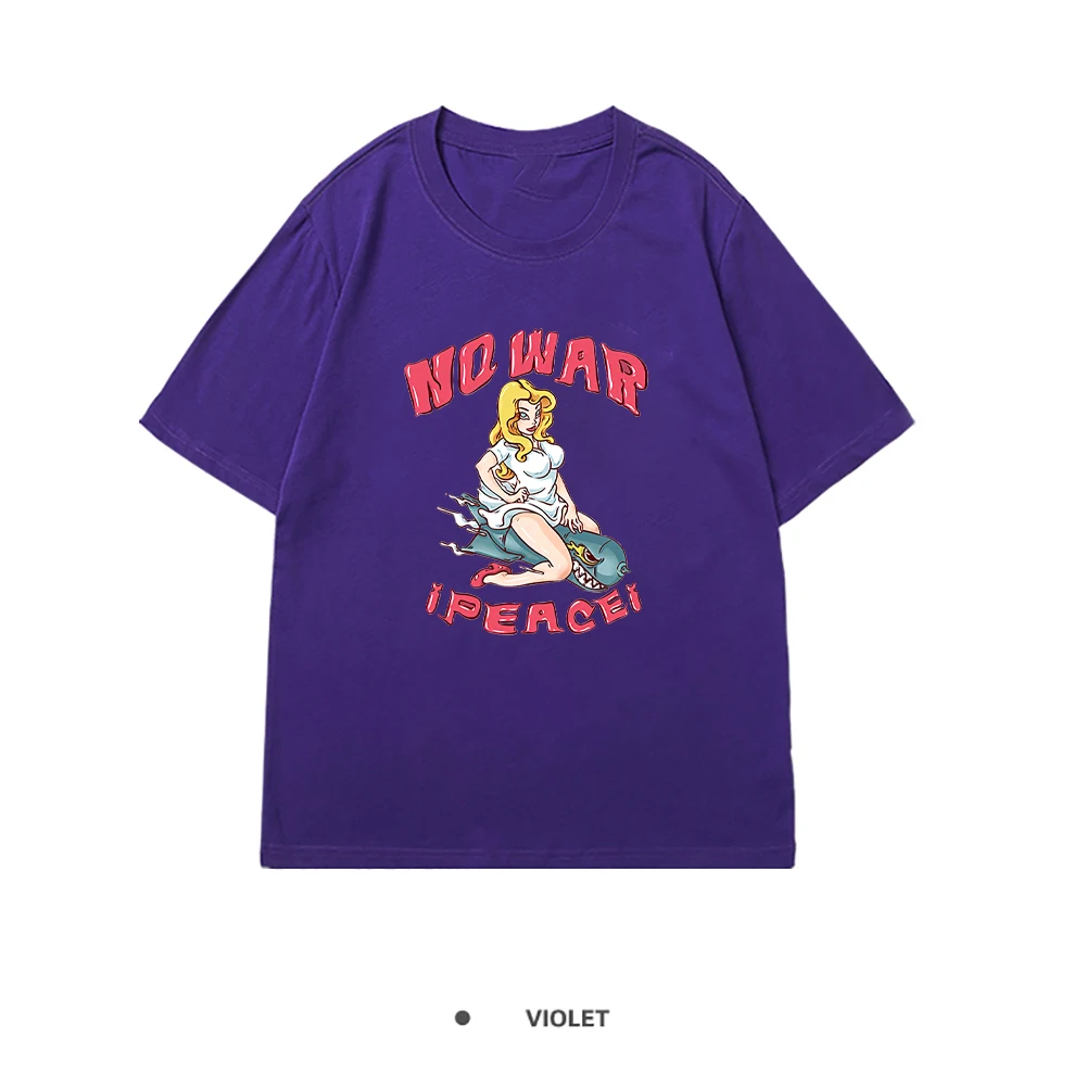 

No War Ipeacei Printed Women T Shirts 2021 Short Sleeve T Shirt Anime Summer Loose T-shirts Short Sleeve T-shirts For Woman