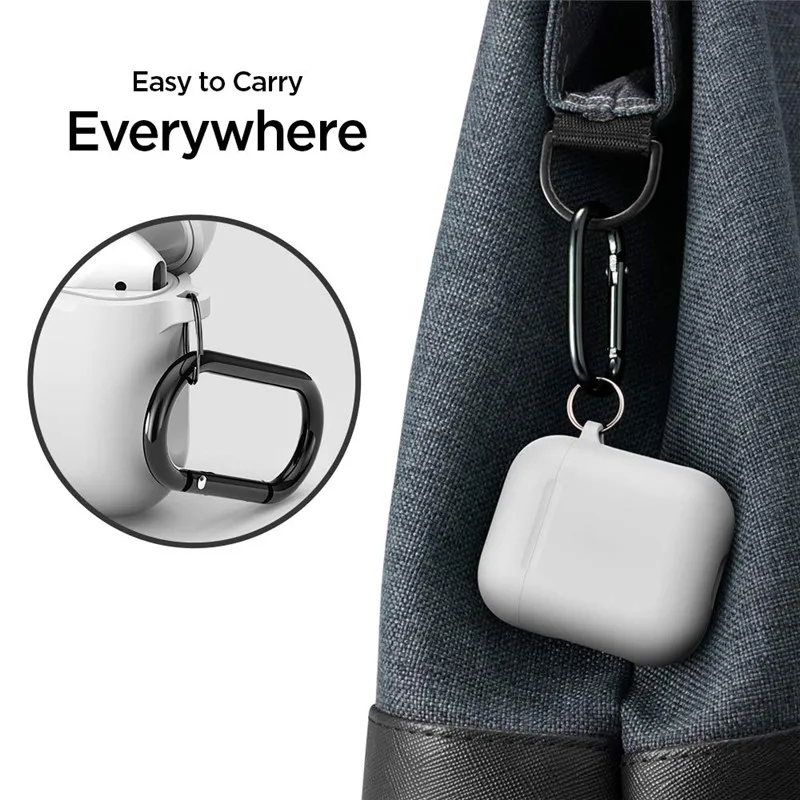 

For Apple AirPods 1/2 Anti Drop Bluetooth Wireless Earphone Case Protective Cover Shockproof Sleeve Charging Box Bags With Hook