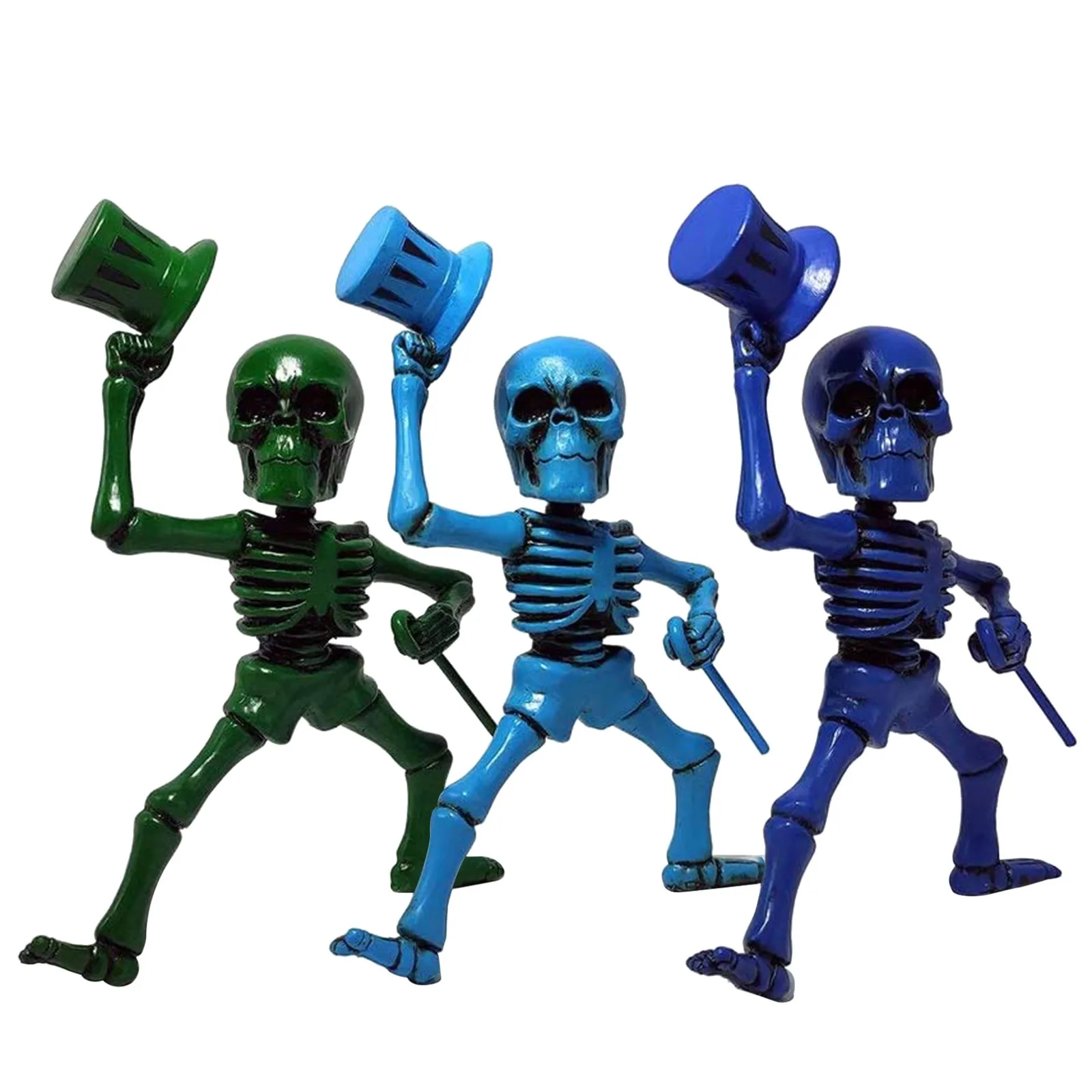 

Figurines Set Sculpture Dancing Skeletons Green Blue Deepblue Dancing Skeletons Bobblehead Set Miniatures Home Decor Gift