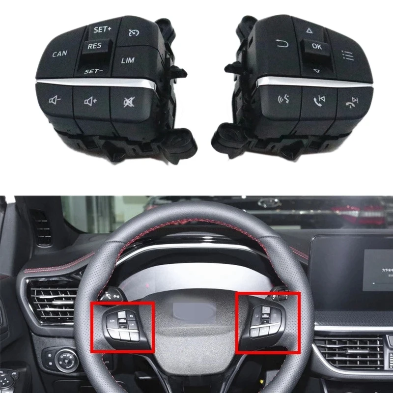 

Car Cruise Control Switch Multifunction Steering Wheel Button Bluetooth Switch for Ford Focus Fiesta 2019-2020