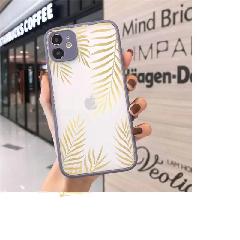 

Aesthetics gold pineapple letter pattern Phone Cases matte transparent For iphone 7 8 11 12 plus mini x xs xr pro max cover