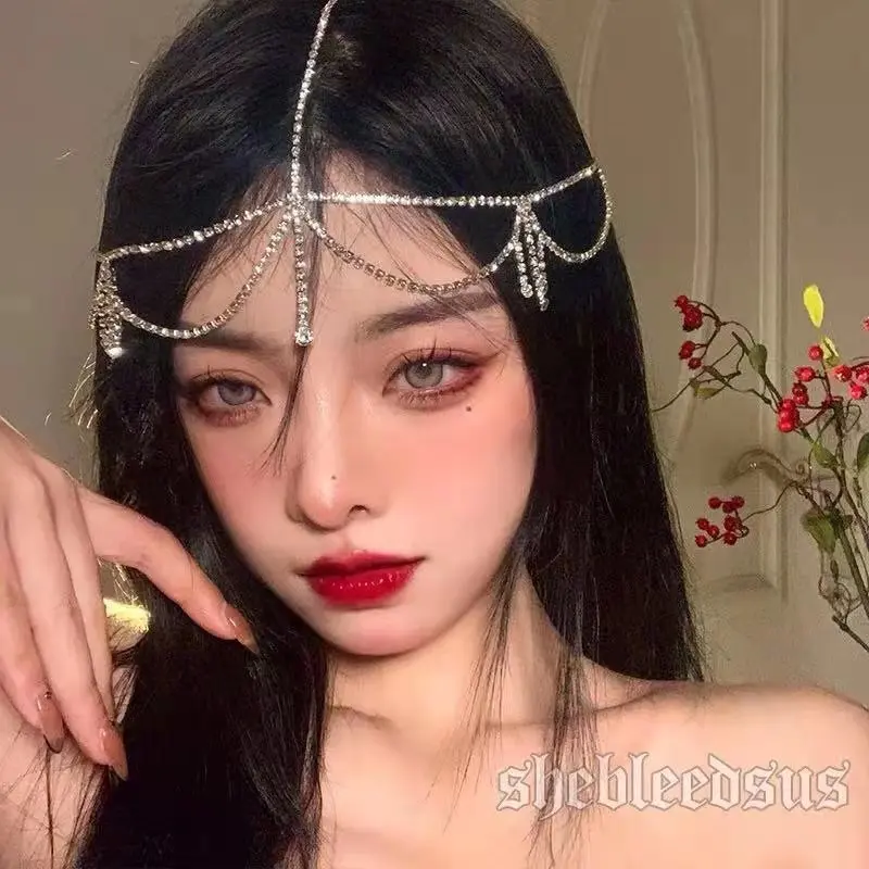 Блестящие стразы кисточки корона жемчужные бусины аксессуары для волос цепочка