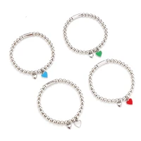 fashion stainless steel 6mm bead bracelet european simple round tube lettering love peach heart shell women bracelet jewelry