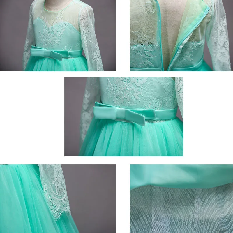 

My Elegant Princess Kids Fancy Dress Girls Wedding Tulle Lace Long Girl Dresses Gown Party Pageant Formal Teen Children 4-14Y