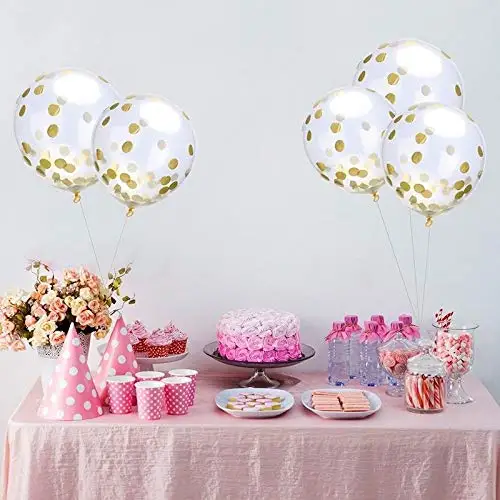 Banderines de papel de feliz cumplea&ntilde;os con globos de confeti de oro rosa para ni&ntilde;os y adultos, decoraciones para fiestas de cumplea&ntilde;os y Baby Shower, 5 uds.-1