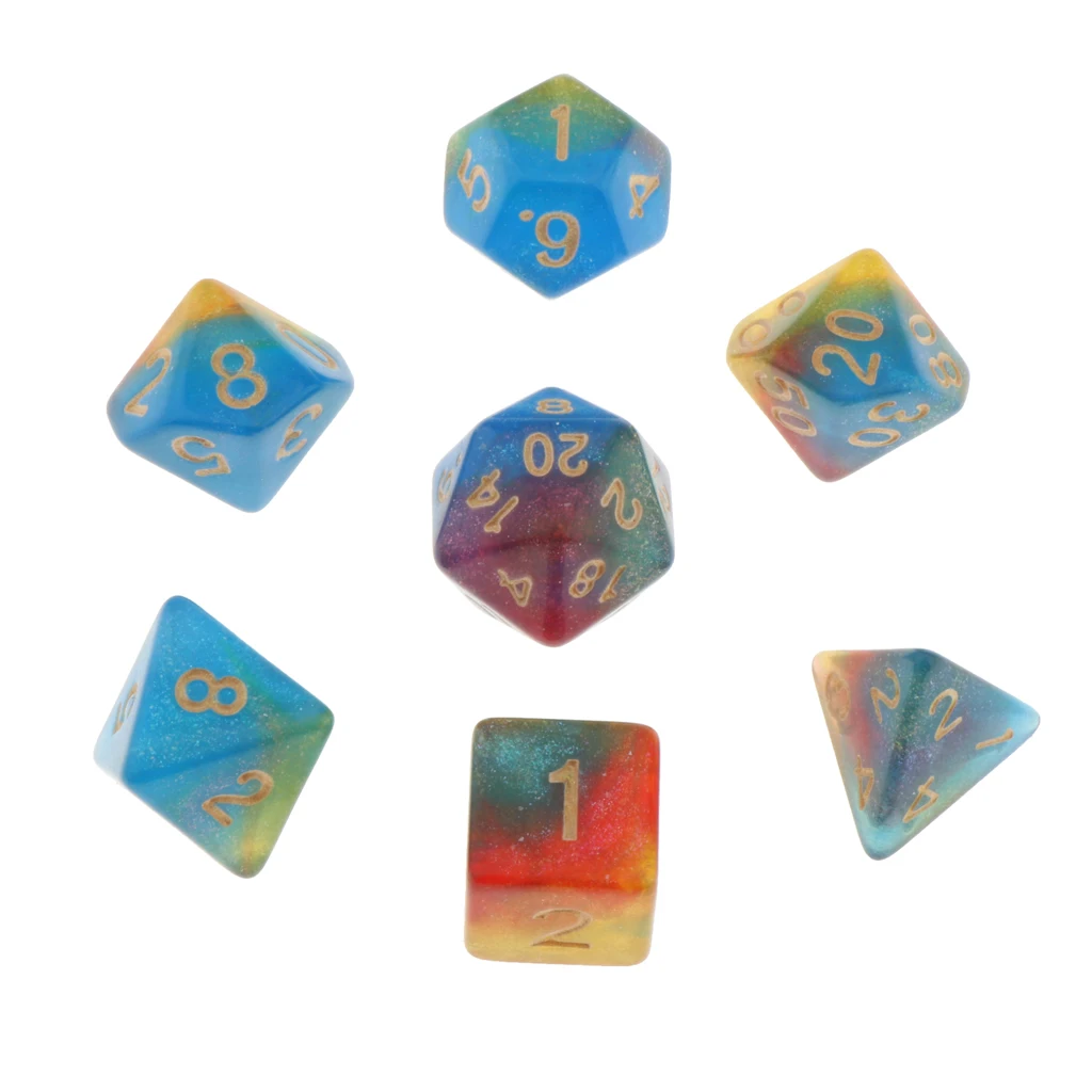 7 шт. многогранный Набор кубиков MTG DND RPG кубик для настольной игры D & ролевые