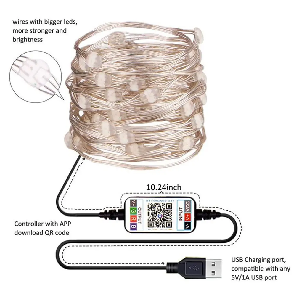 

USB LED String Light Wireless App Control String Lights Lamp Waterproof Outdoor Fairy Lights For Party Outdoor Indoor Decor