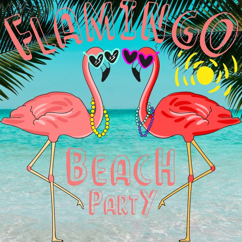 Laeacco Розовый фламинго День рождения тропические джунгли пальмы листья деревьев