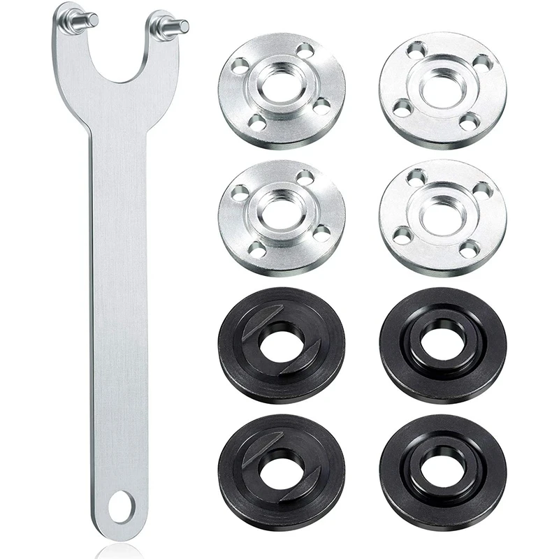 

Wrench Kit Flange Lock Nut Angle Grinder Spanner Wrench Metal Silver Black Nuts Tool Set for Replacing Discs