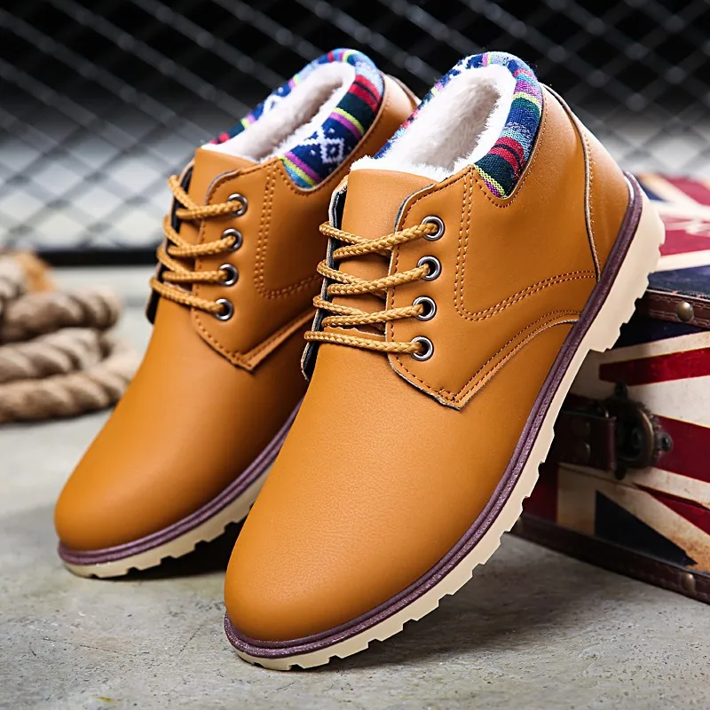 YeddaMavis Brown Men Boots Genuine Leather Lace-up Shoes Vintage British Snow Autumn Winter Casual Ankle | Обувь