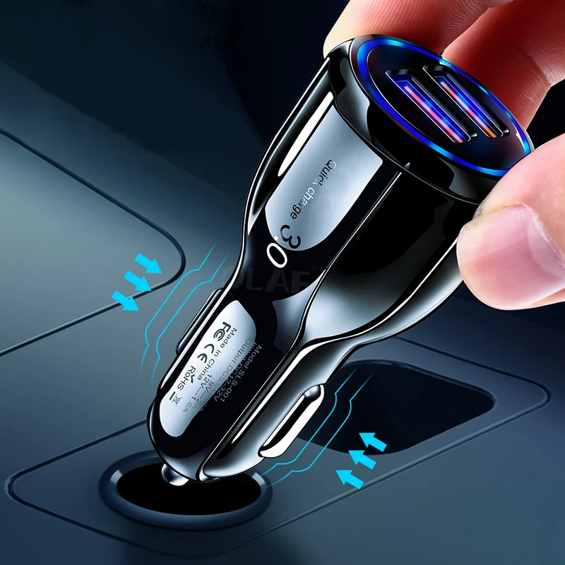 Автомобильное зарядное устройство 3 0 А с двумя USB портами для быстрой зарядки vw gol