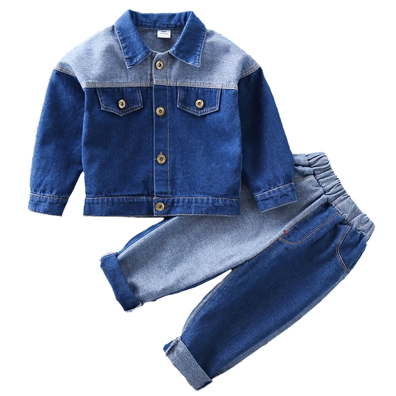 Dolmidol 2019 HOTHOT Letters Embroidery Hooded Denim Suit Jacket For Boy Fashion Kid Jeans Casual Clothing Set Tracksuit | Детская