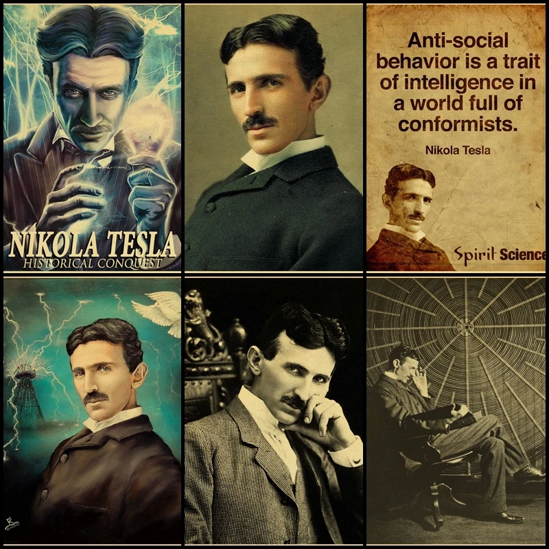 Купите три чтобы отправить николу Теслу ретро постер турбинная лампа