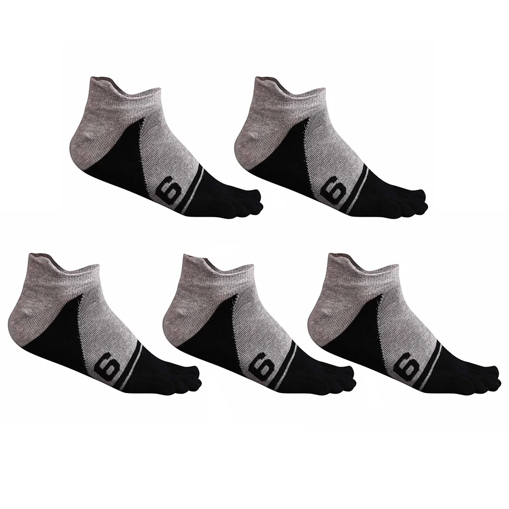 

5 Pairs Cotton Five-finger Socks Men's Mixed Color Solid Color Sub-finger Socks Running Sweat-absorbent Breathable Sports